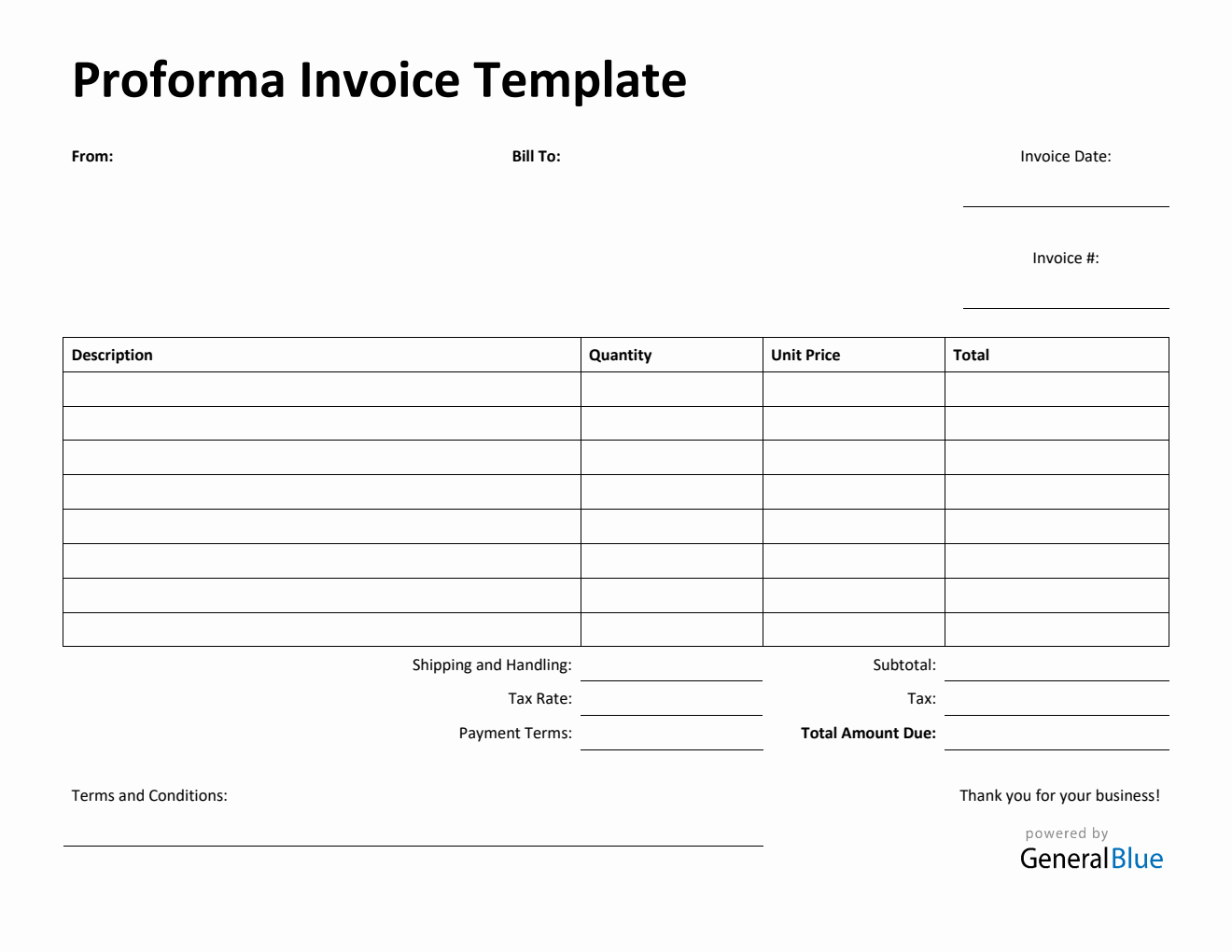 Free Word Proforma Invoice Templates