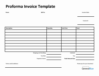Printable Proforma Invoice Template in Word