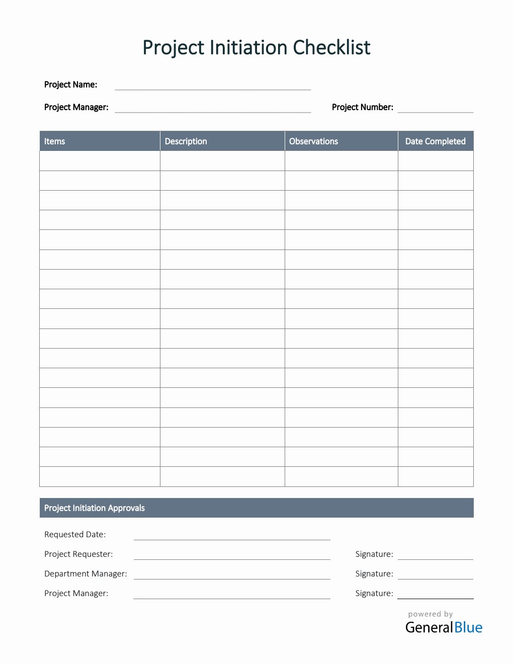 Project Initiation Checklist in PDF