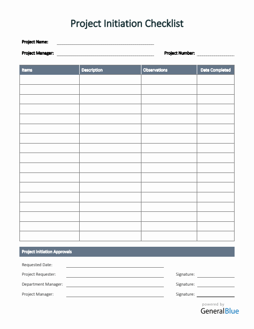 Project Initiation Checklist in PDF