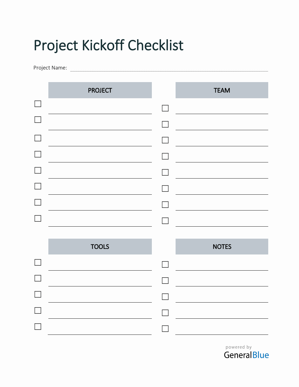 Project Kickoff Checklist in Word