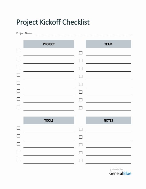 Project Kickoff Checklist in Word