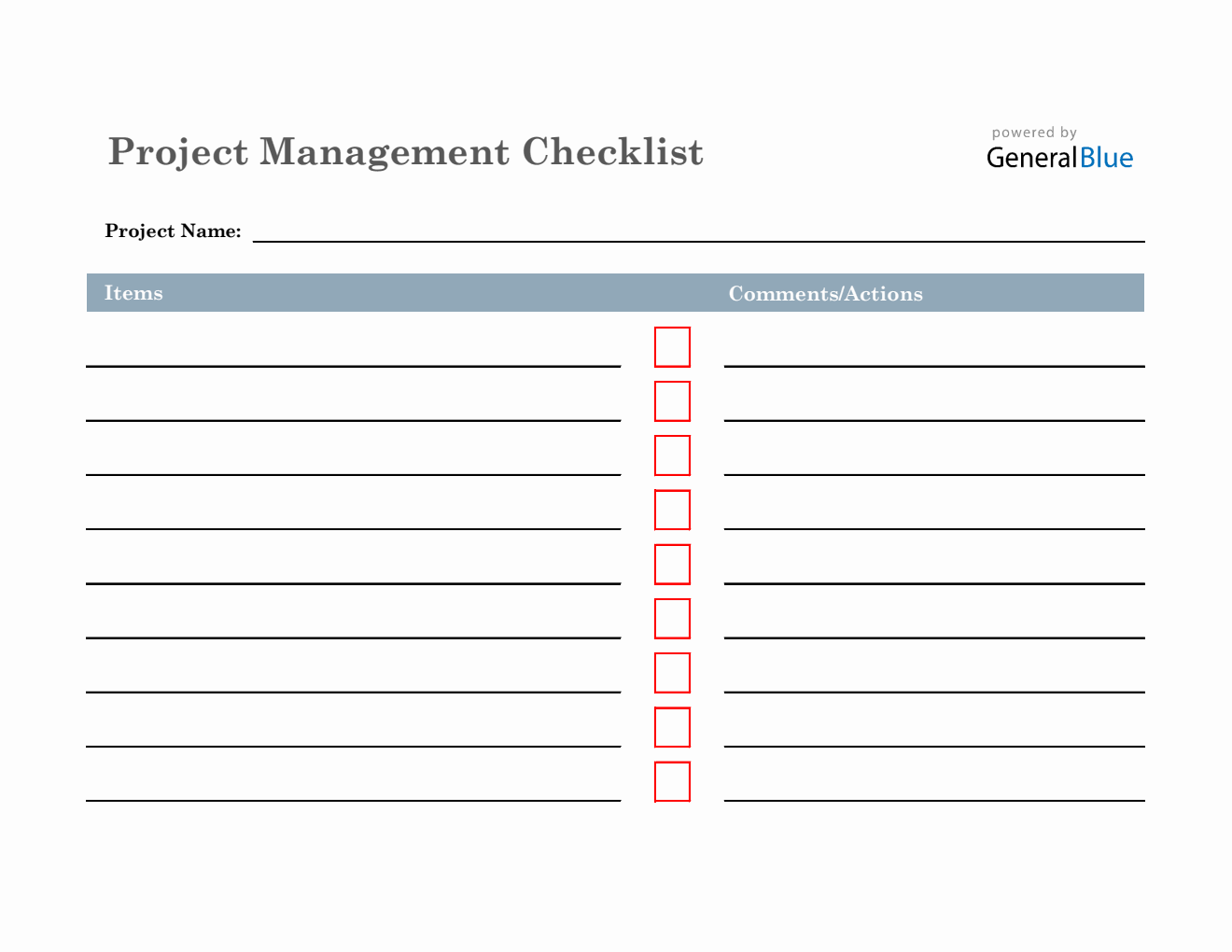 Project Management Checklist in Excel