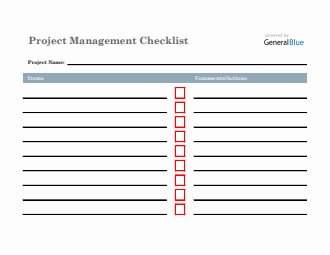 Project Management Checklist in PDF