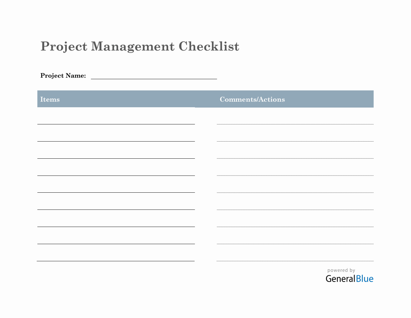 Project Management Checklist in PDF