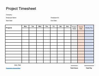 Plain Project Timesheet in Word
