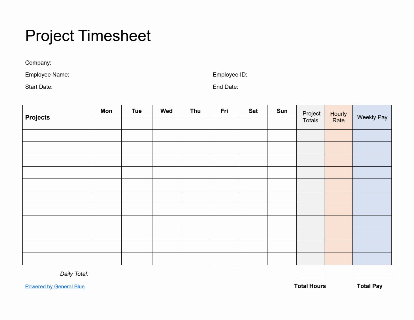 Free PDF Timesheet Templates