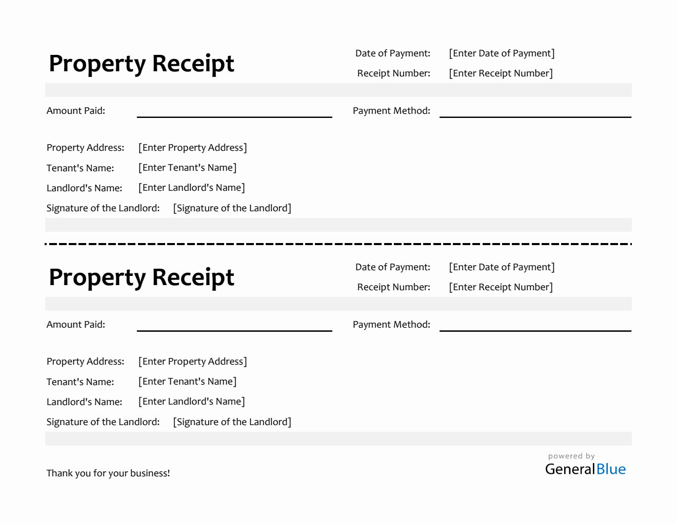 Free Simple Property Receipt Template in Excel