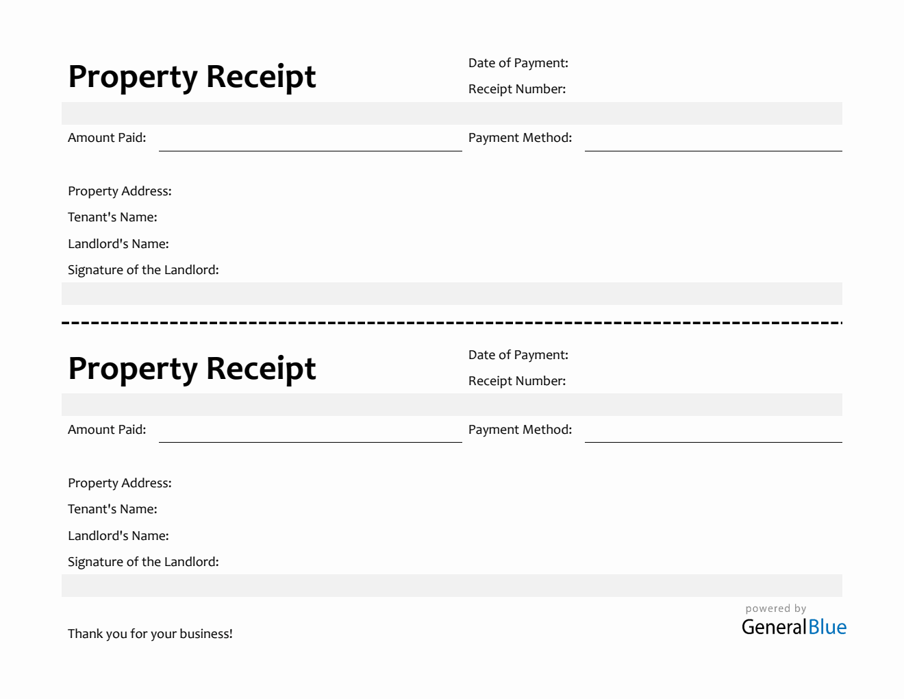 Free Simple Property Receipt Template in Word