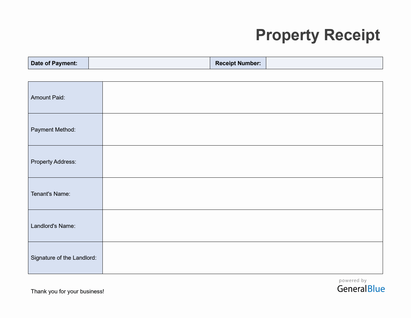 Property Receipt Templates