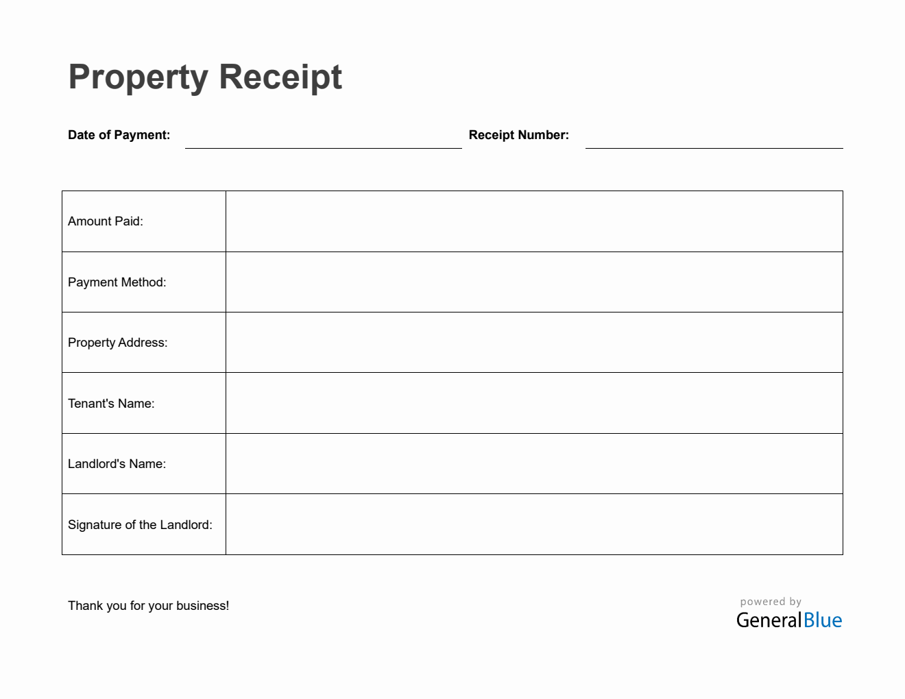 Free Printable Property Receipt Template in Word