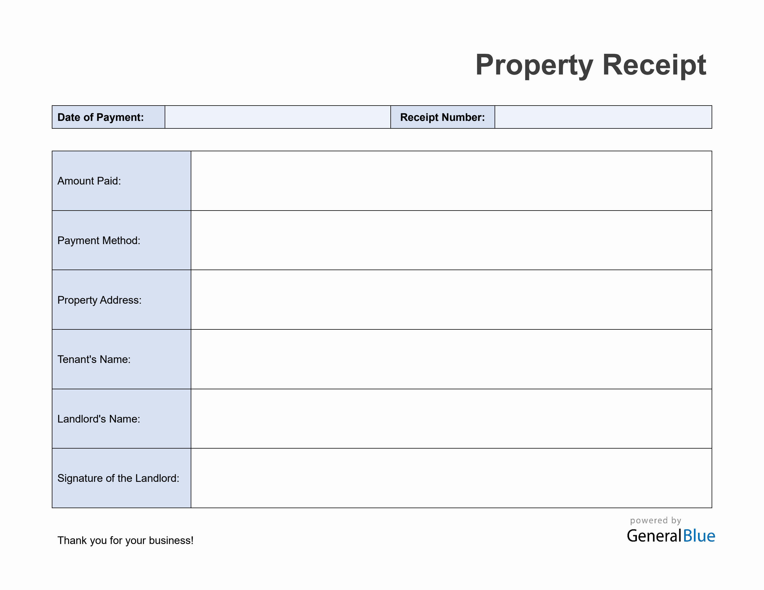 Free Basic Property Receipt Template In PDF