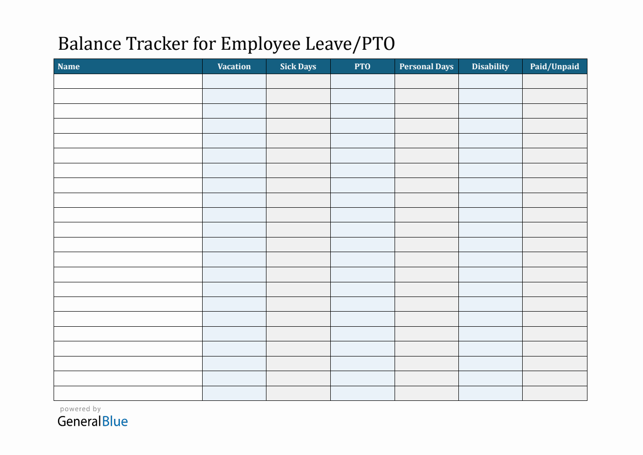  Employee PTO and Leave Balance Tracker (PDF)