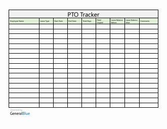 PTO Tracker Template in Word