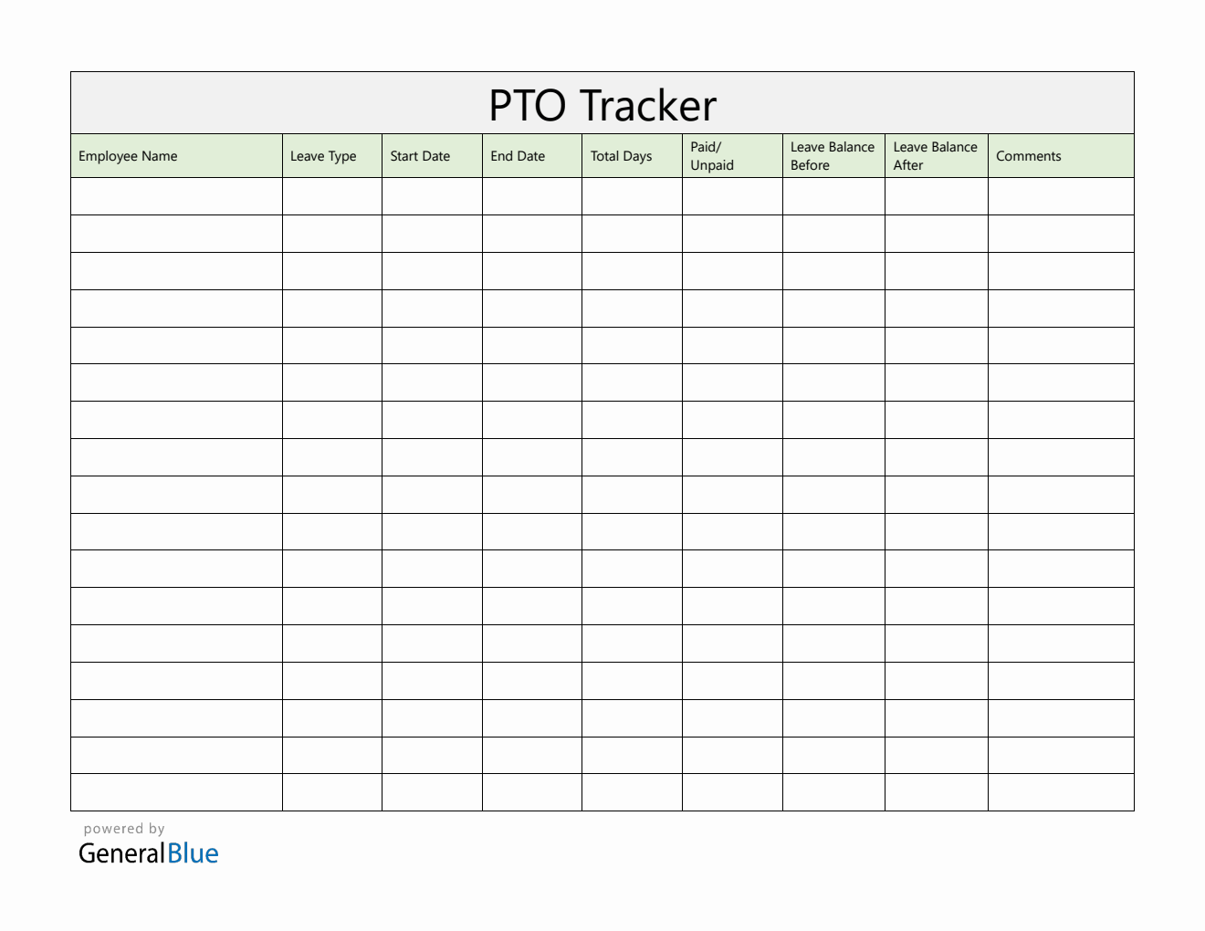 PTO Tracker Template in PDF