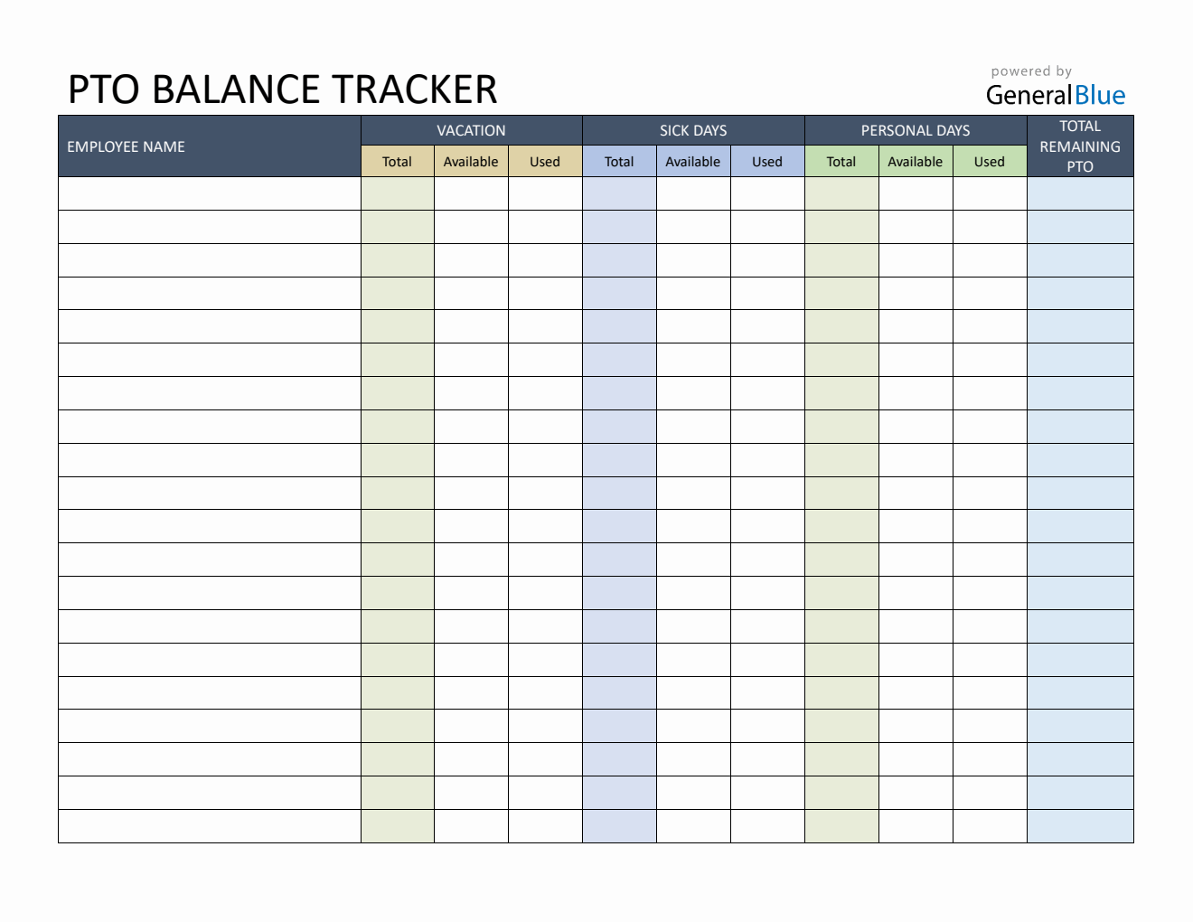 Free Word PTO/Leave Balance Tracker (Basic)