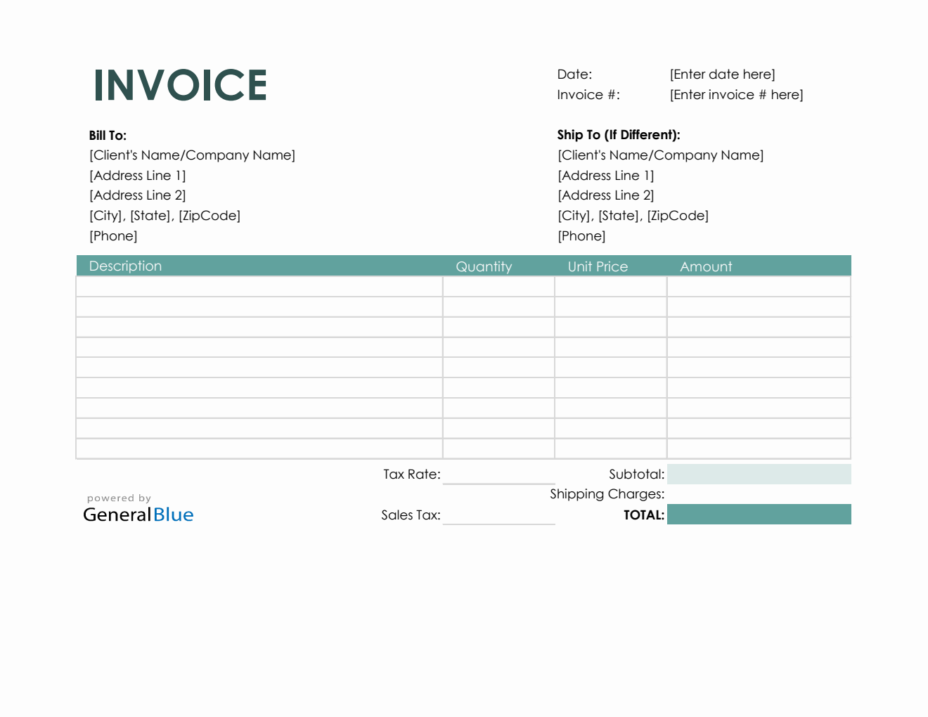 Purchase Invoice in Excel (Colorful)