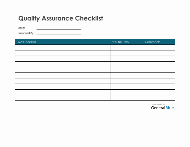 Quality Assurance Checklist in Excel