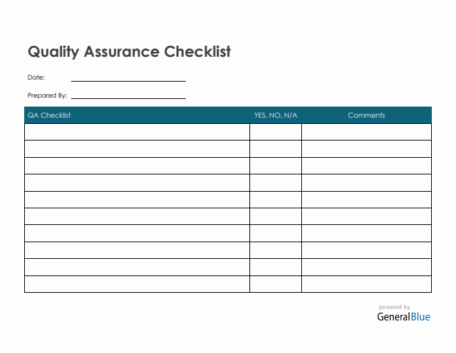 Quality Assurance Checklist in PDF