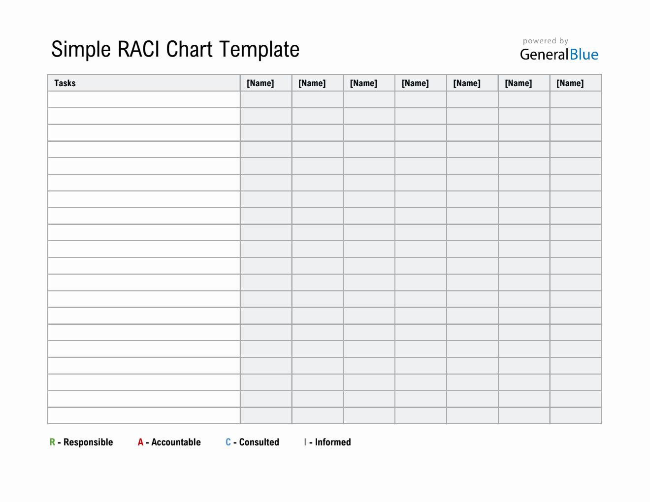 Simple and Customizable RACI Chart Template (Excel)