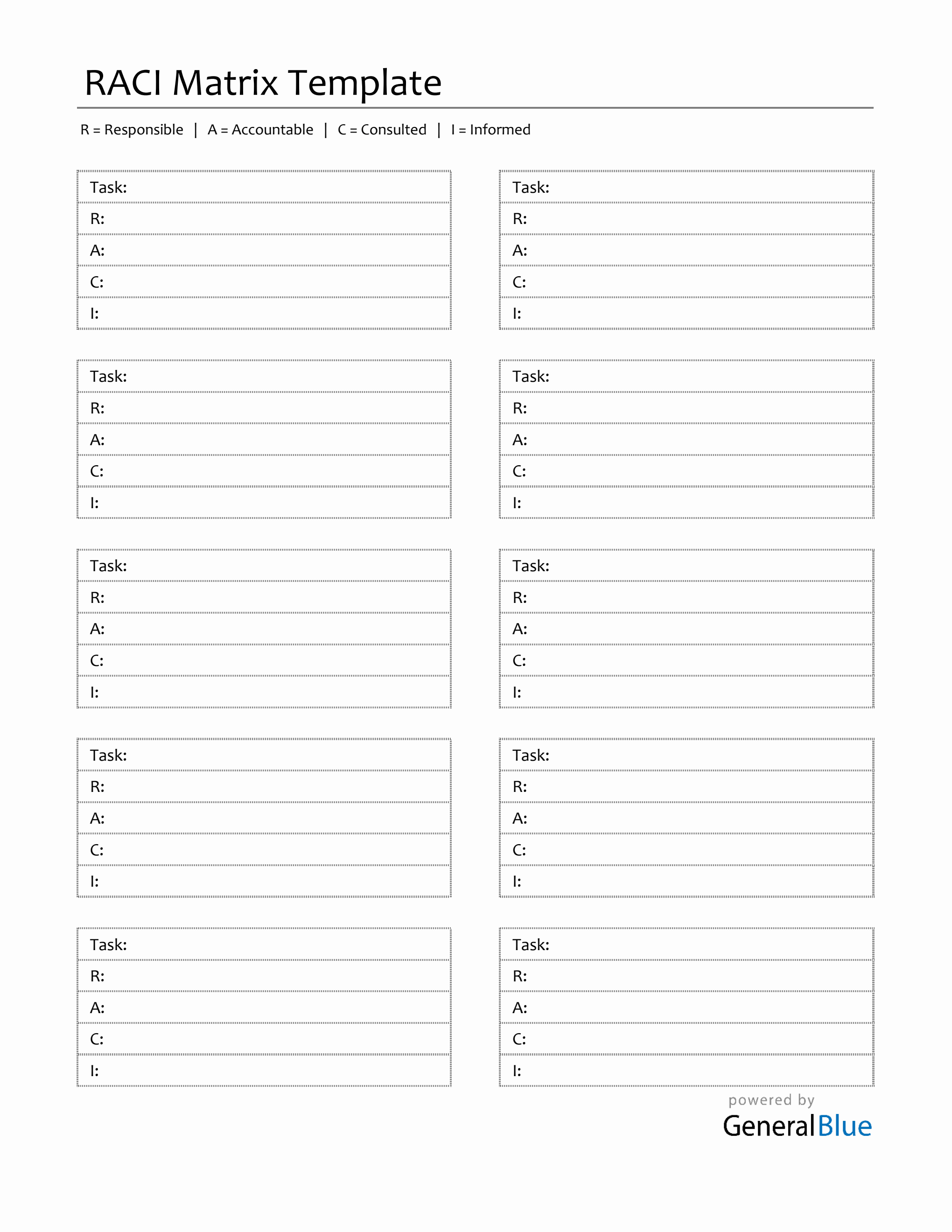 Free Blank RACI Matrix Template in Excel
