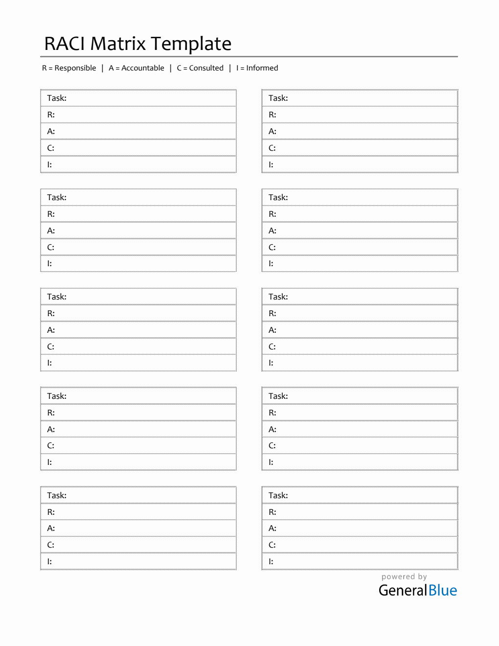 Free Blank RACI Matrix Template in Excel