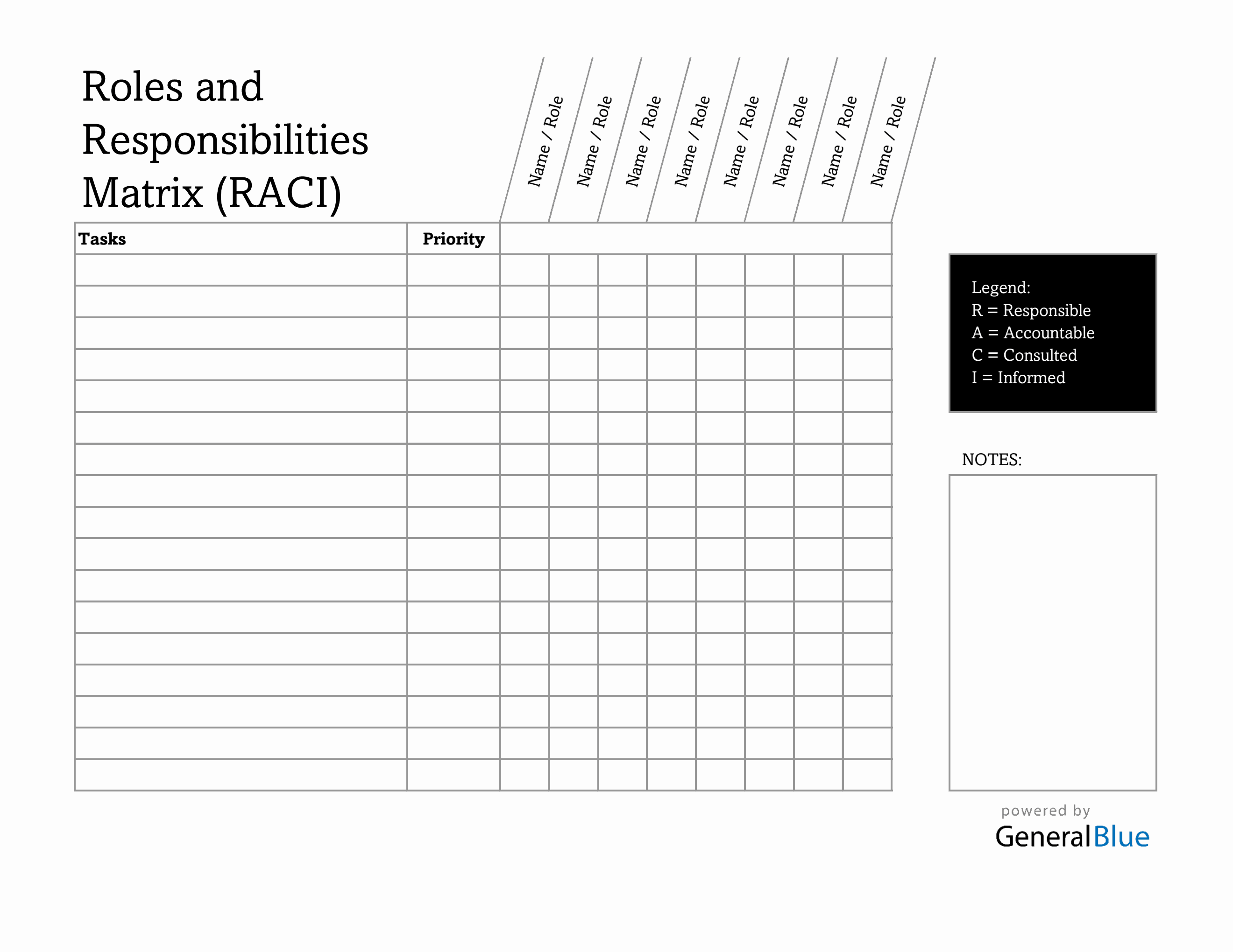 Roles And Responsibilities Matrix Template Excel (with Priority Level)