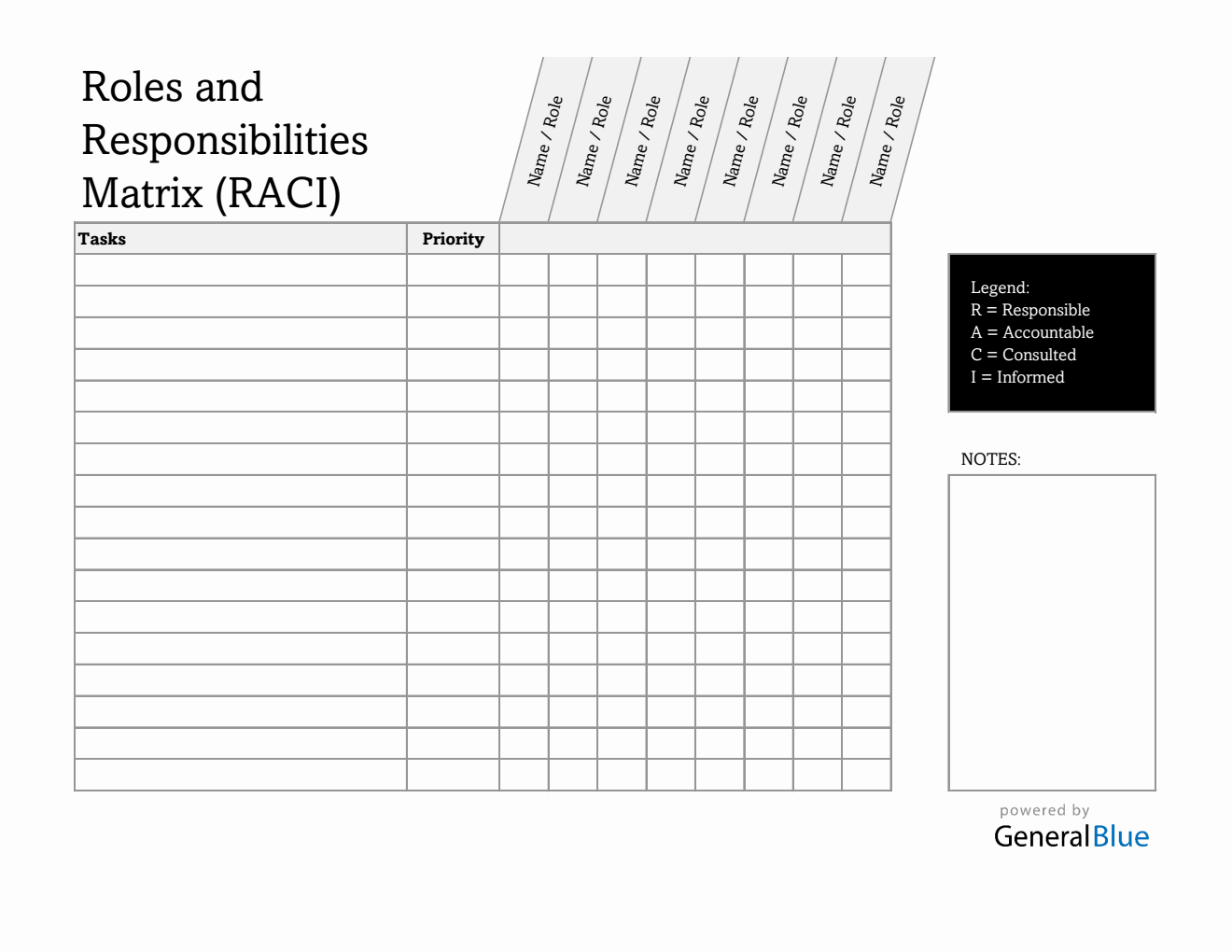 Roles And Responsibilities Matrix Template Excel (with Priority Level)