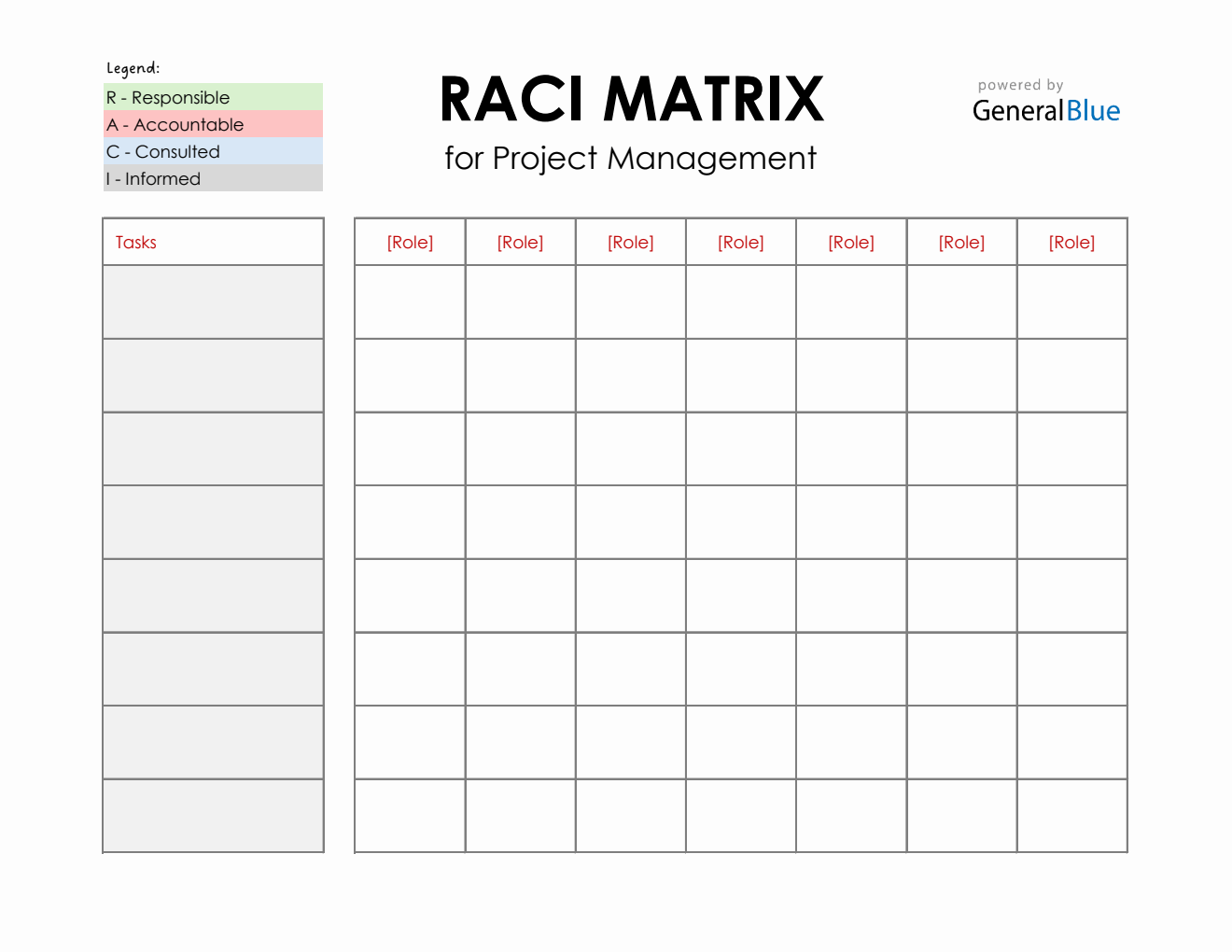 Downloadable RACI Chart Excel (Landscape Layout)