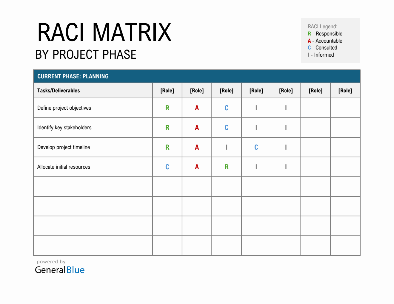 Simple and Customizable RACI Chart Template (Excel)