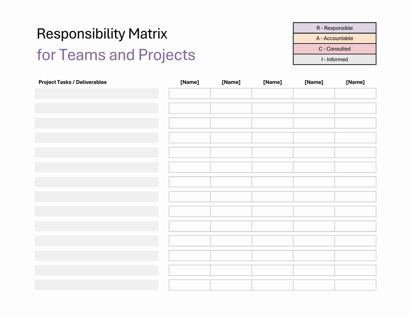 Excel Responsibility Assignment Matrix Template