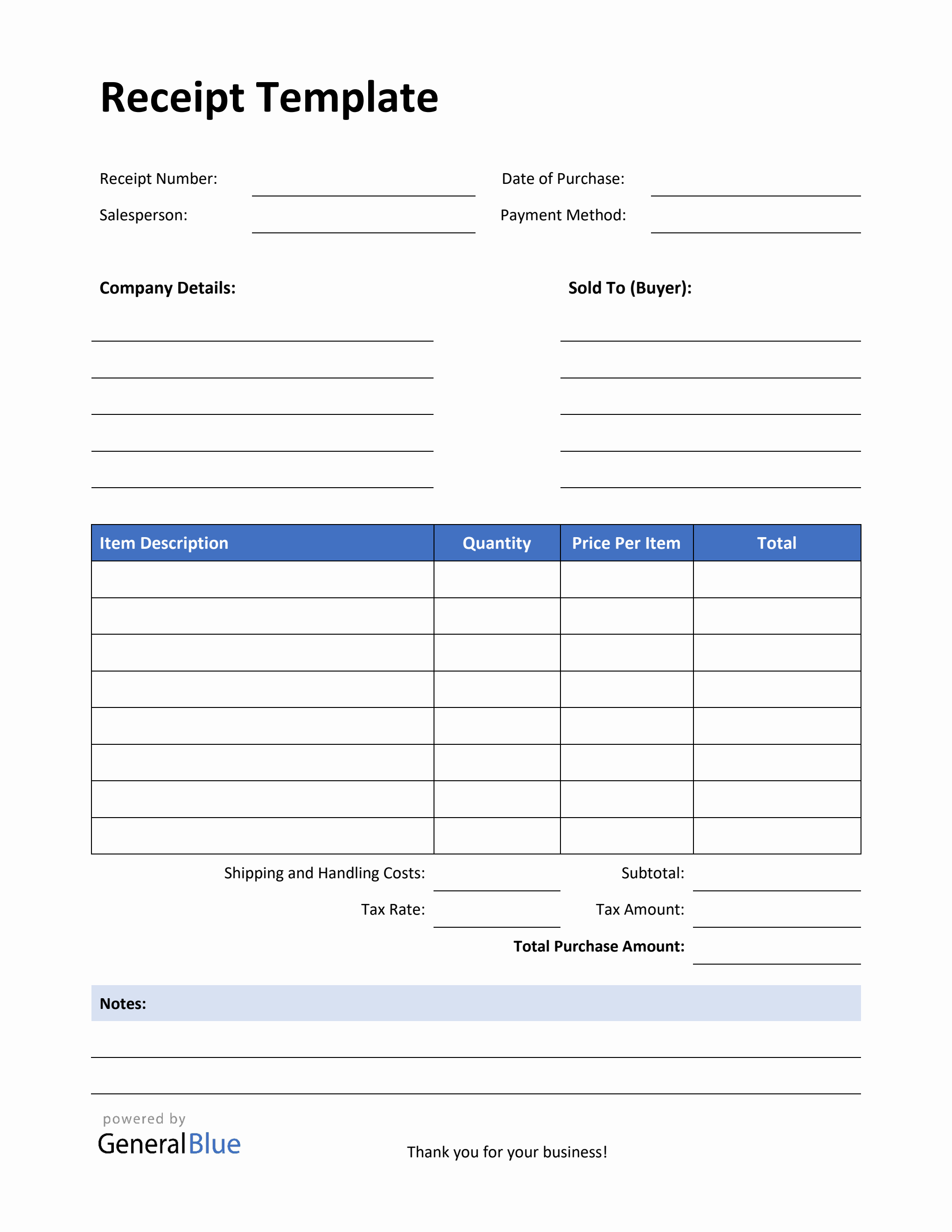 Receipt Label Example Simple Receipt Template with Notes in PDF