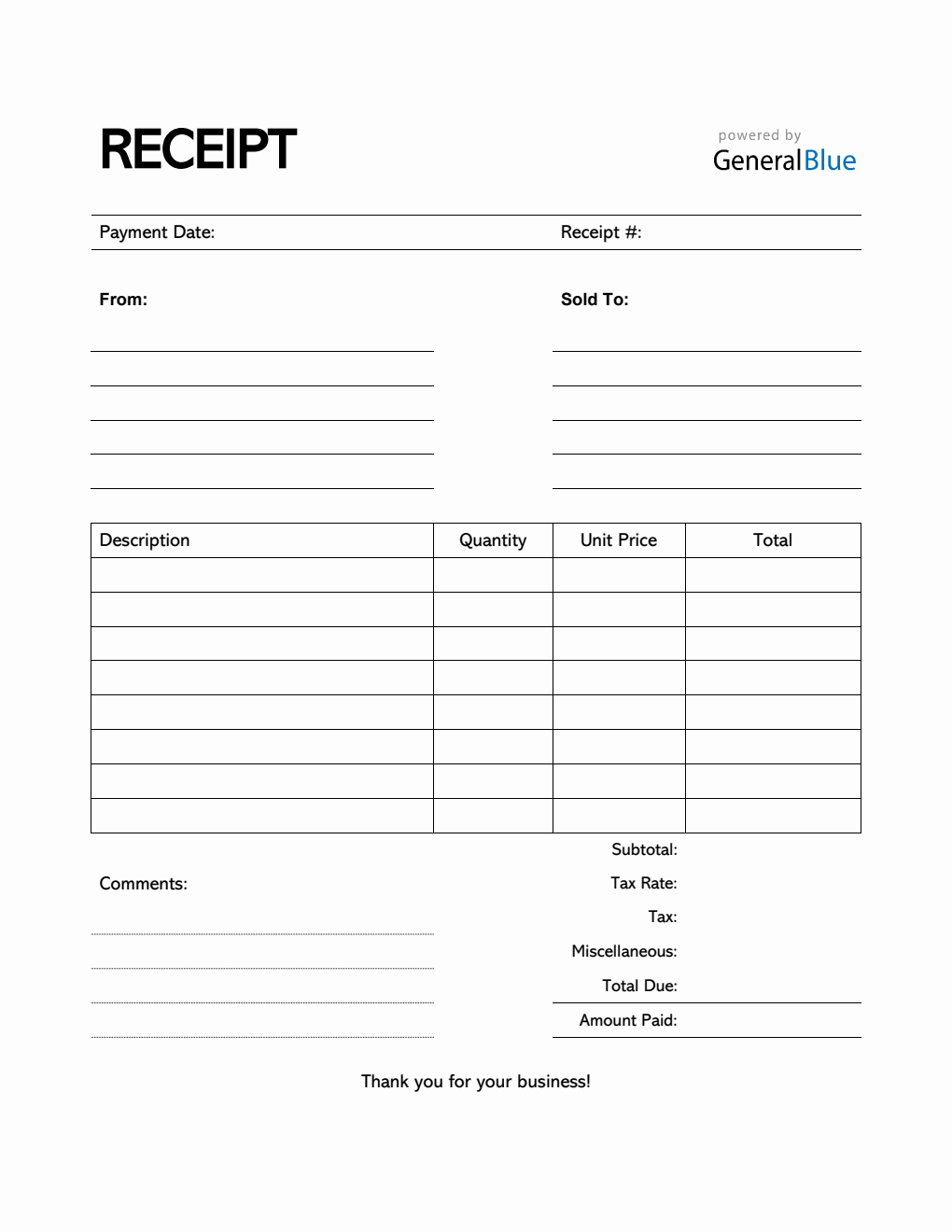 Receipt Template in PDF (Simple)
