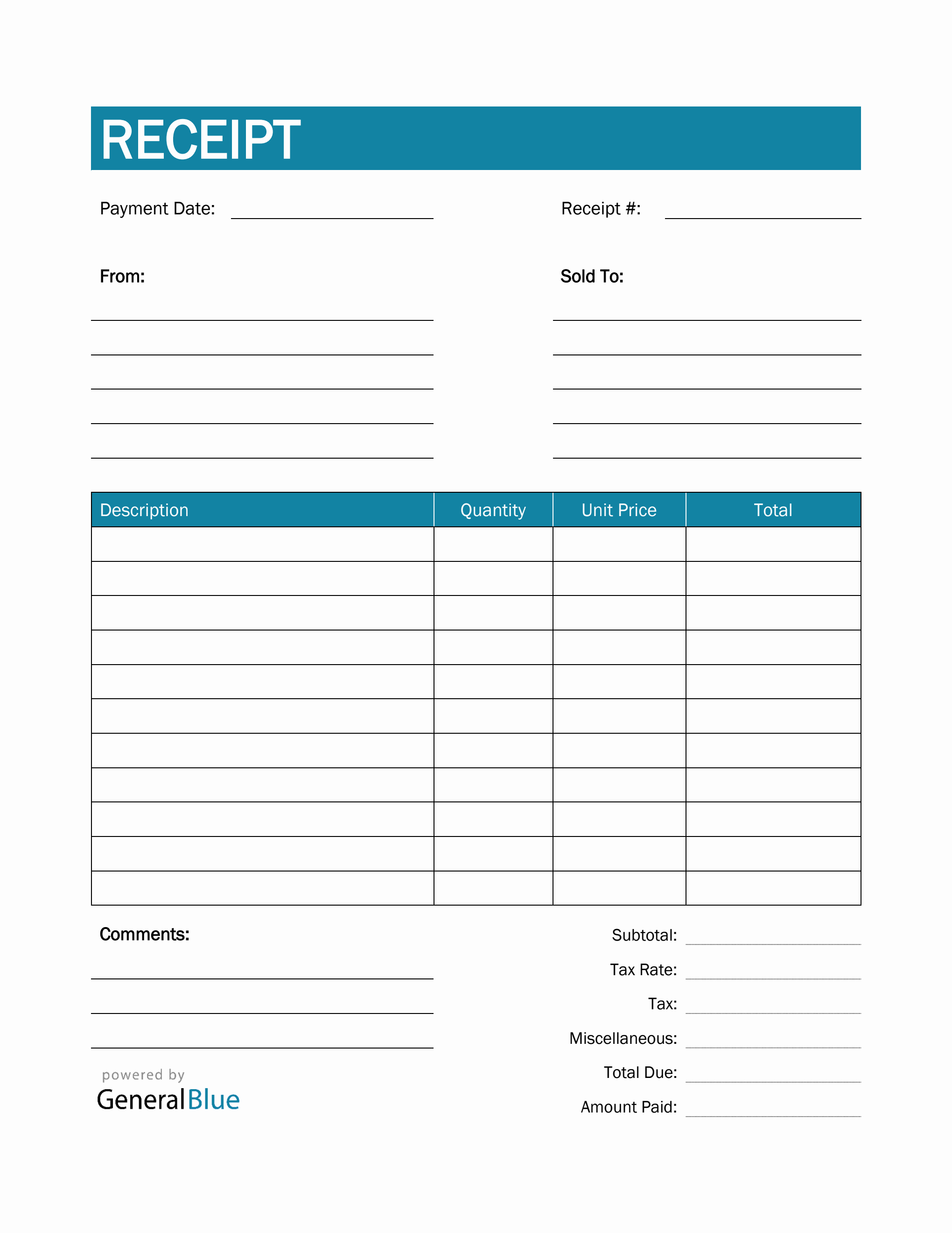 Receipt Template In PDF Colorful