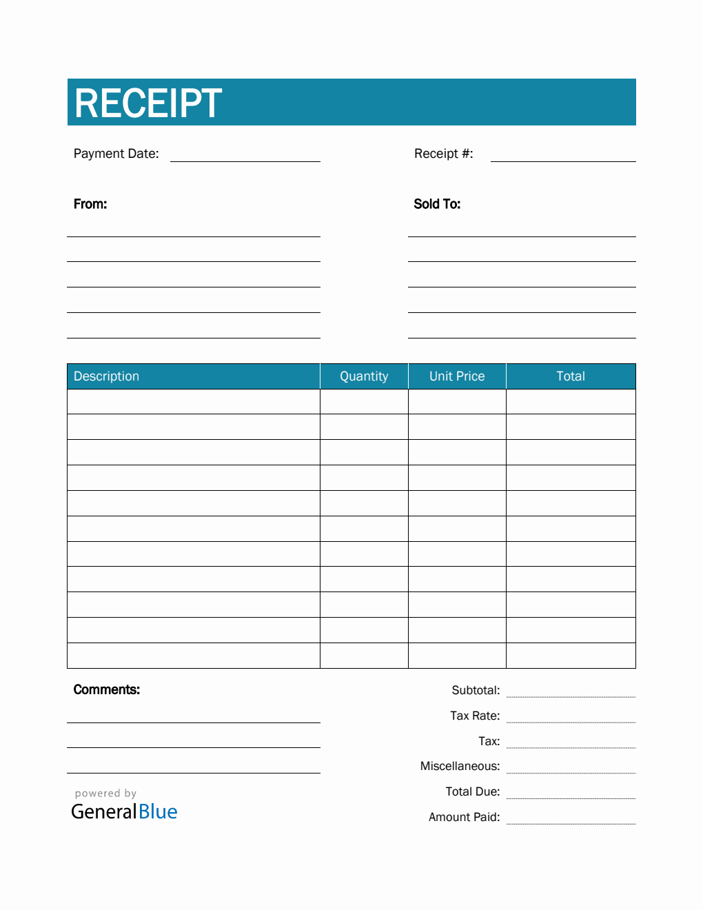 Receipt Template in PDF (Colorful)
