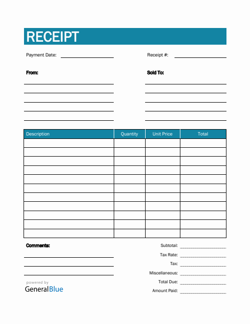 Receipt Template in PDF (Colorful)