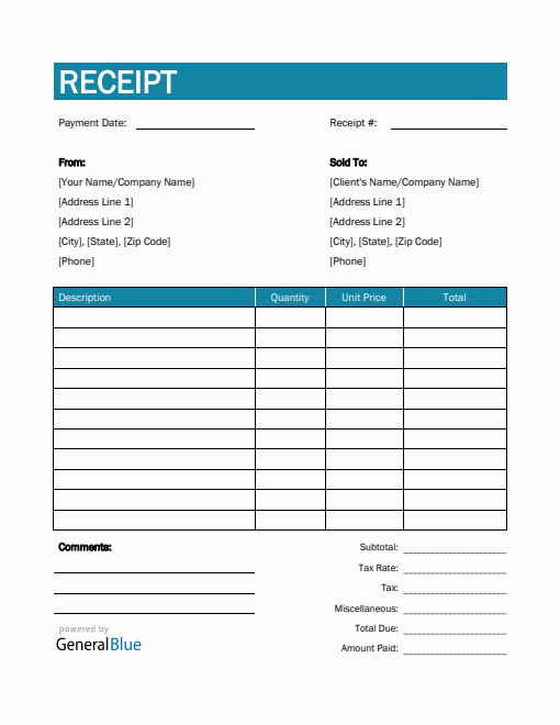 receipt templates