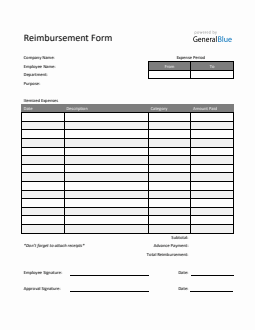 Reimbursement Form in PDF (Striped)