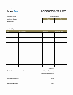 Reimbursement Form in Word (Basic)