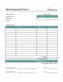 Reimbursement Form in PDF (Simple)