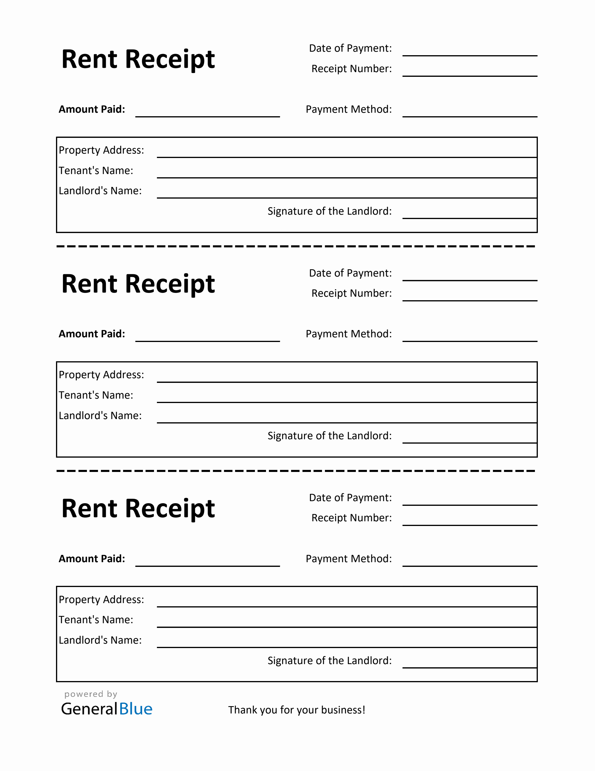 Rental Receipt Templates Rental Receipt Templates