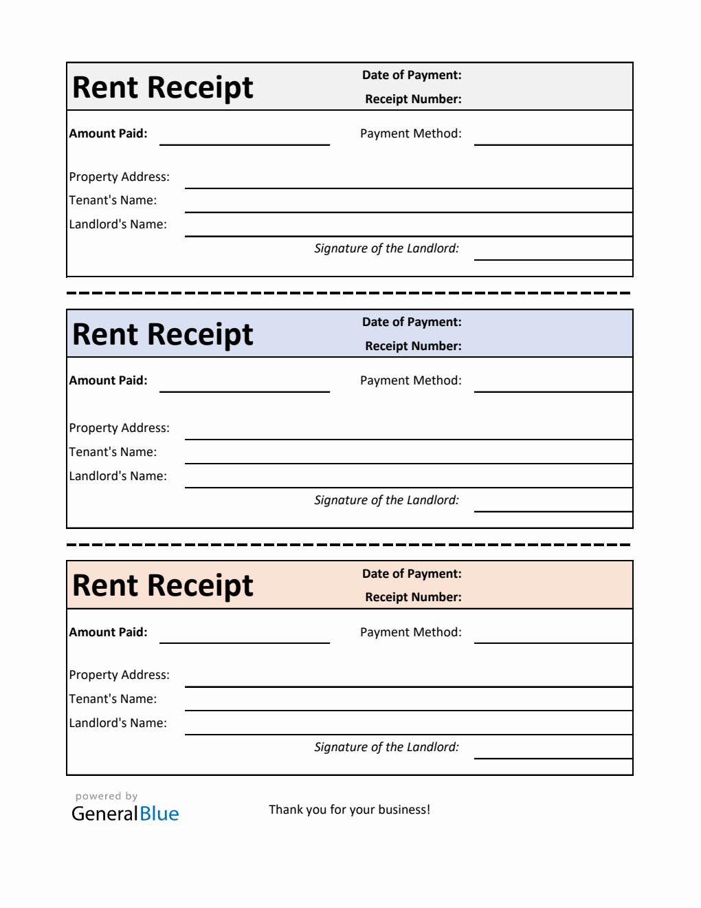 Simple Rent Receipt Template in Excel