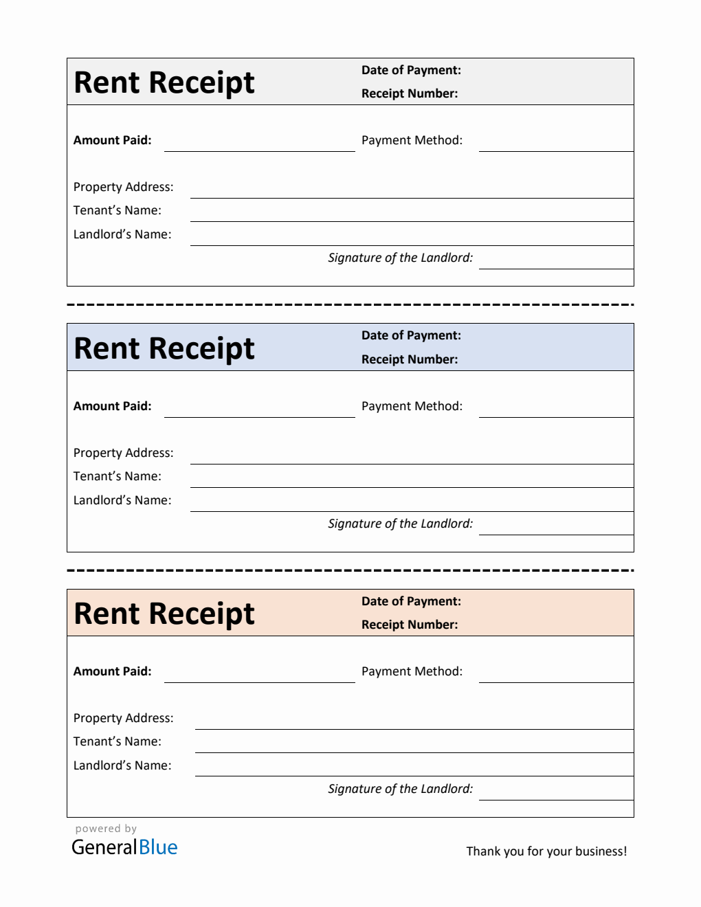 Simple Rent Receipt Template in Word