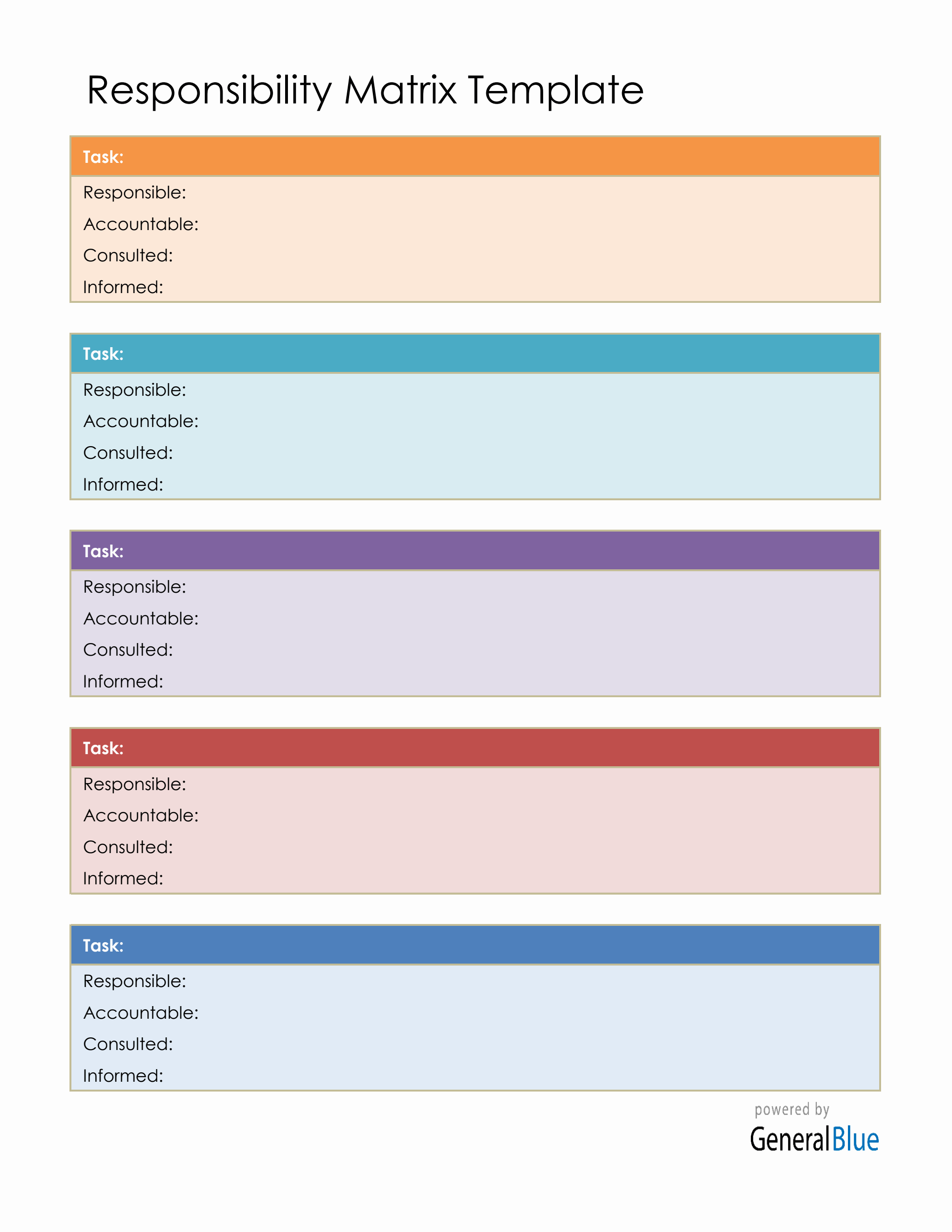 Responsibility Matrix Template Excel (Customizable)