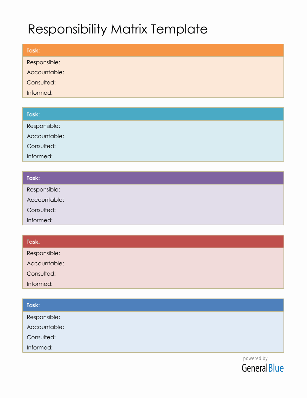 Responsibility Matrix Template Excel (Customizable)