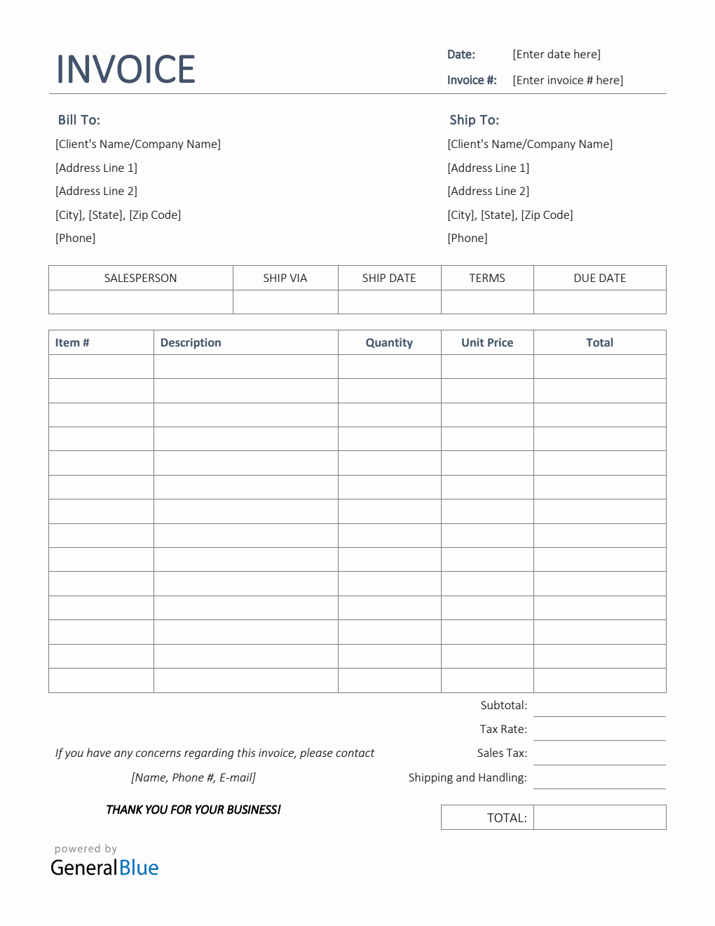 Sales Invoice Template in Word (Simple)