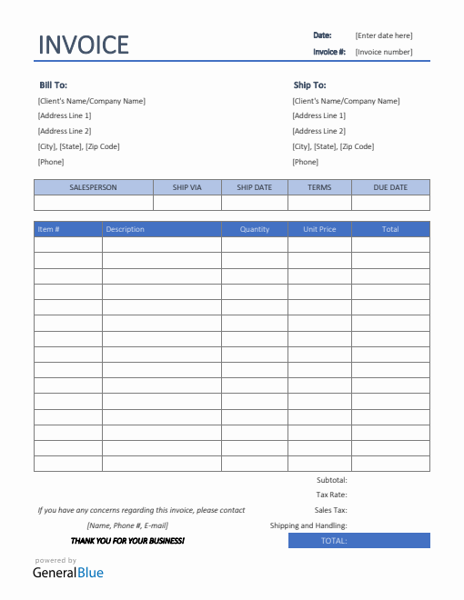 Sales Invoice Template in Word (Colorful)