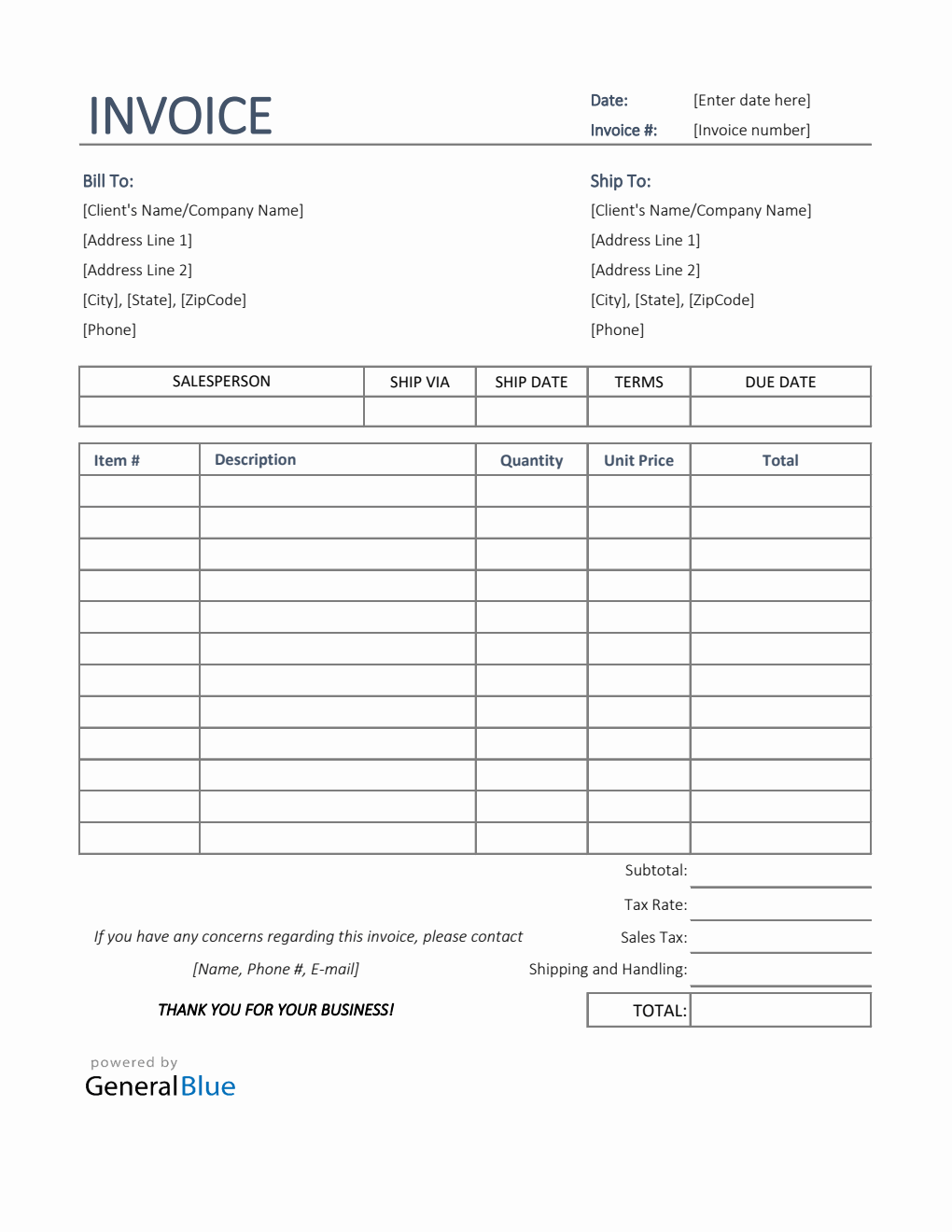 Sales Invoice Template in Excel (Simple)