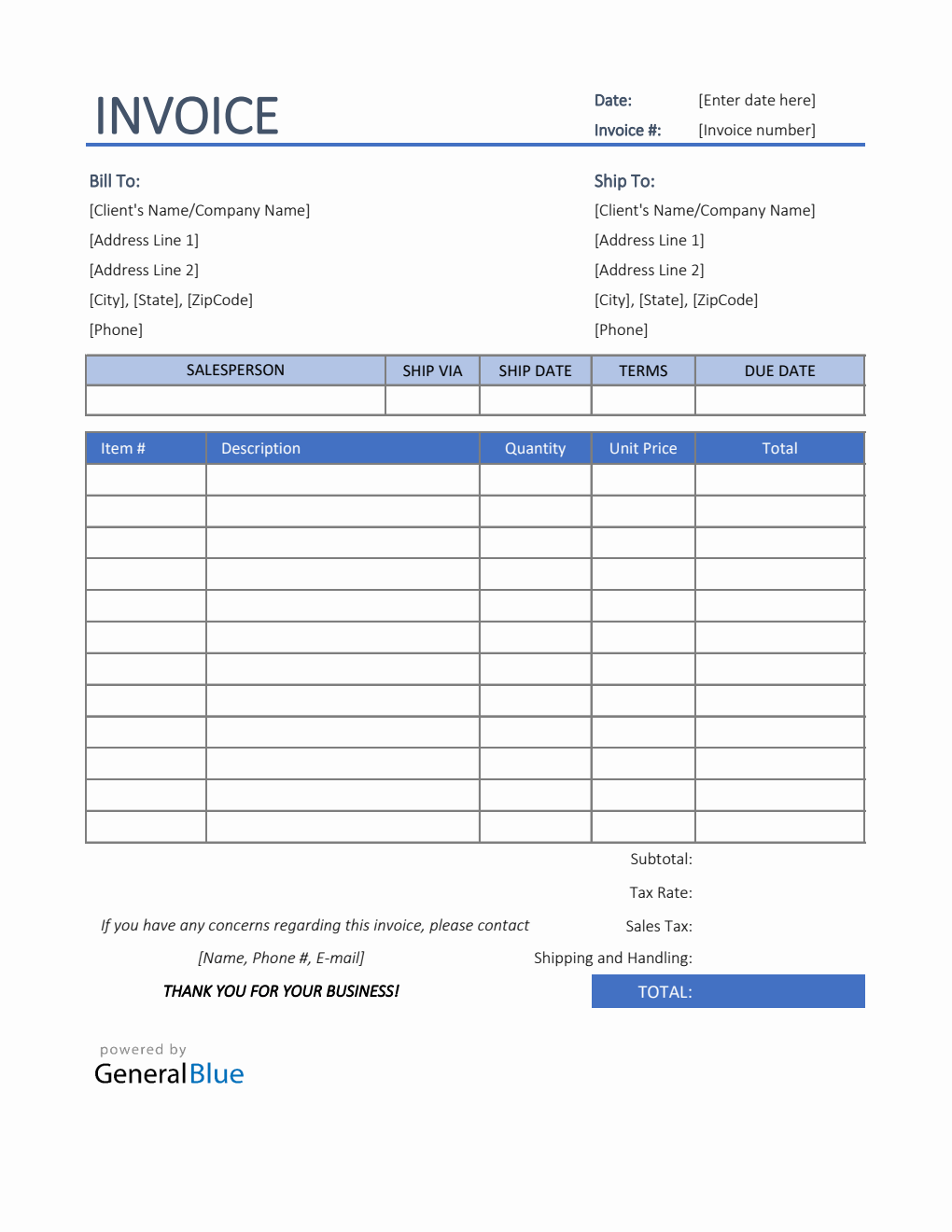 Sales Invoice Template In Excel Colorful