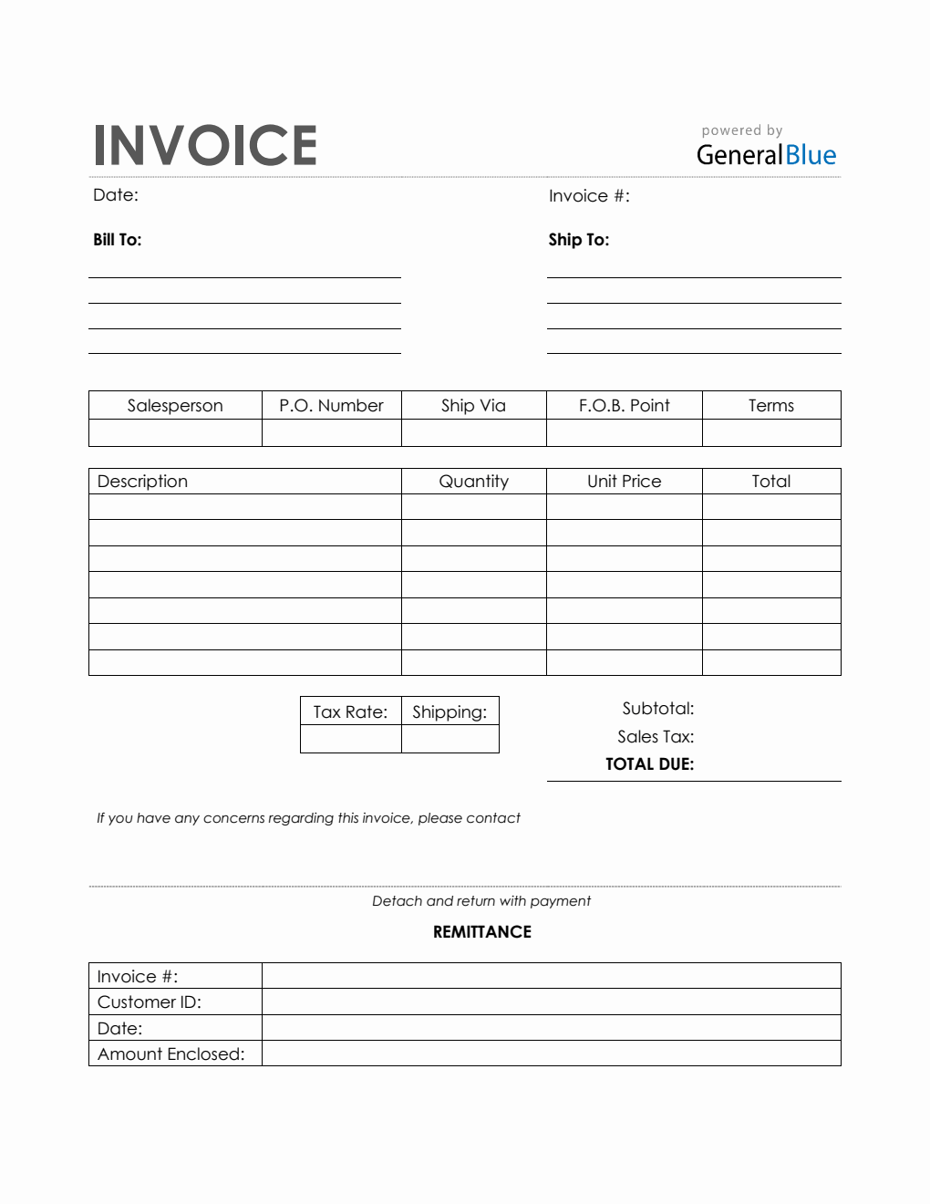 Sales Invoice with Remittance Slip in PDF (Simple)